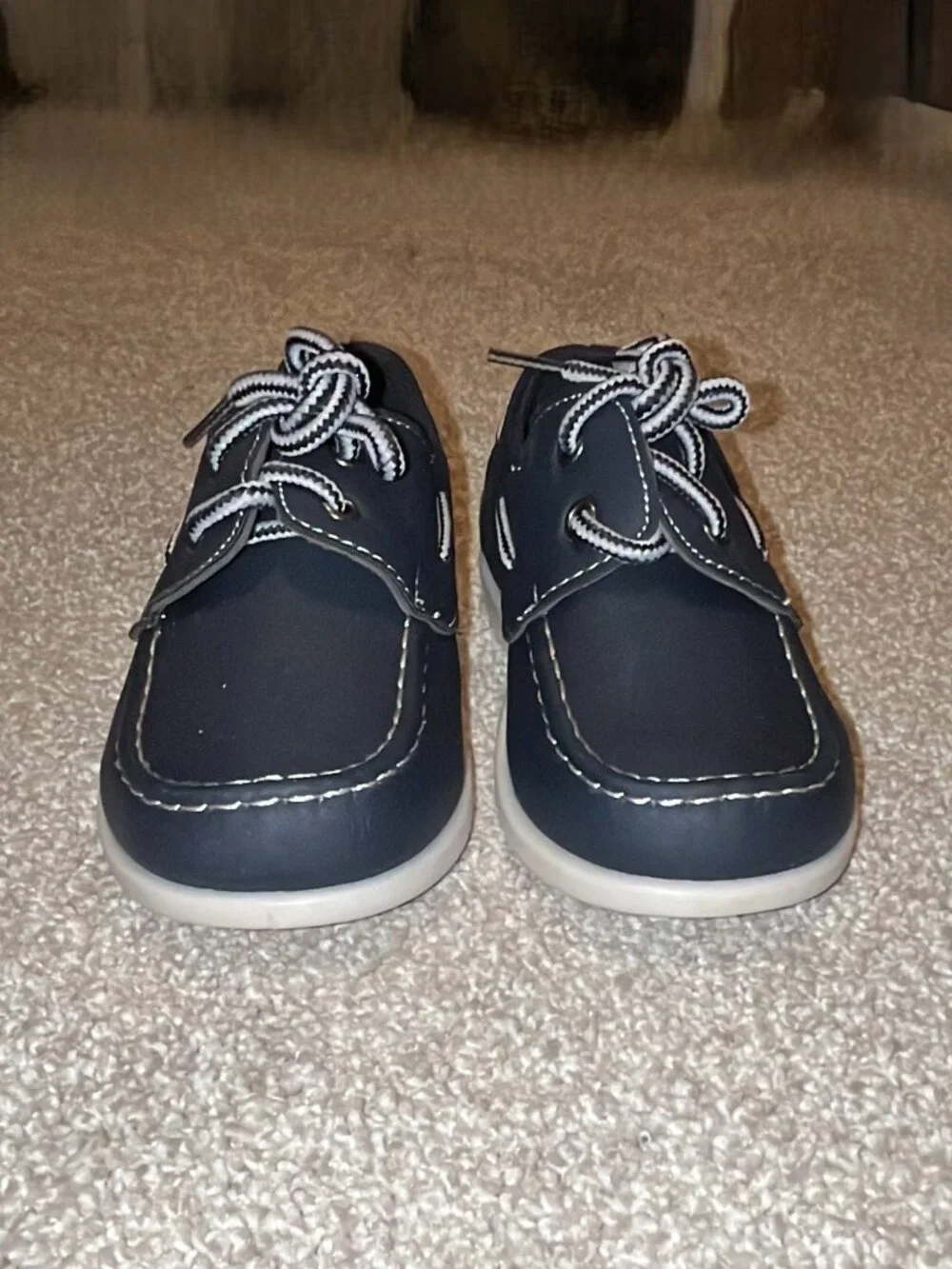 Boys Navy Boat Shoes Lace Up Loafers Size 9 NIB